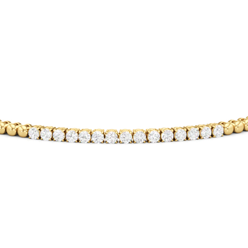 Gold Beaded and Round Diamond Tennis Bracelet