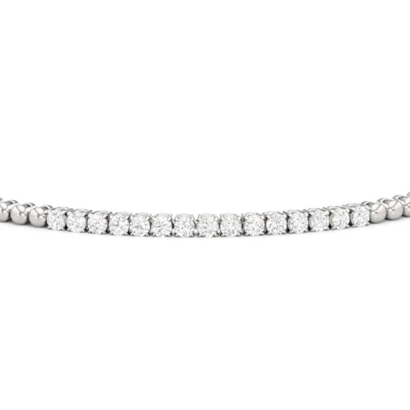 Gold Beaded and Round Diamond Tennis Bracelet