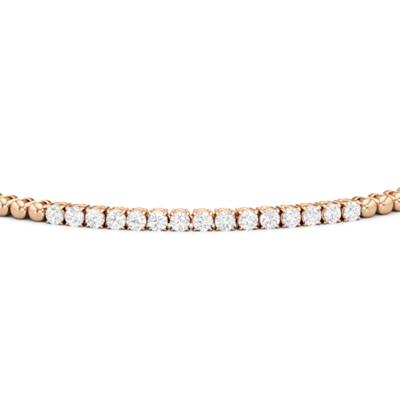 Gold Beaded and Round Diamond Tennis Bracelet
