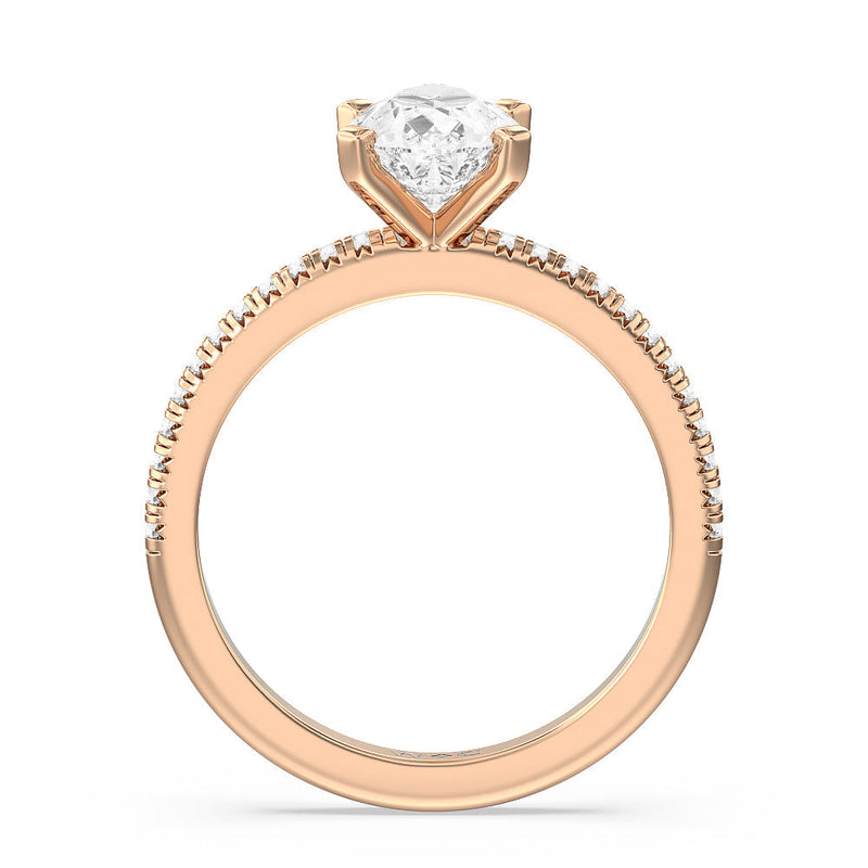French Cut Pave Diamond Engagement Ring