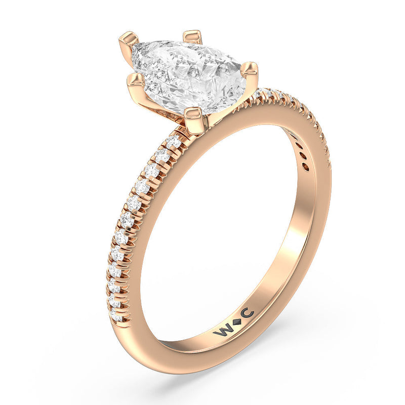 French Cut Pave Diamond Engagement Ring