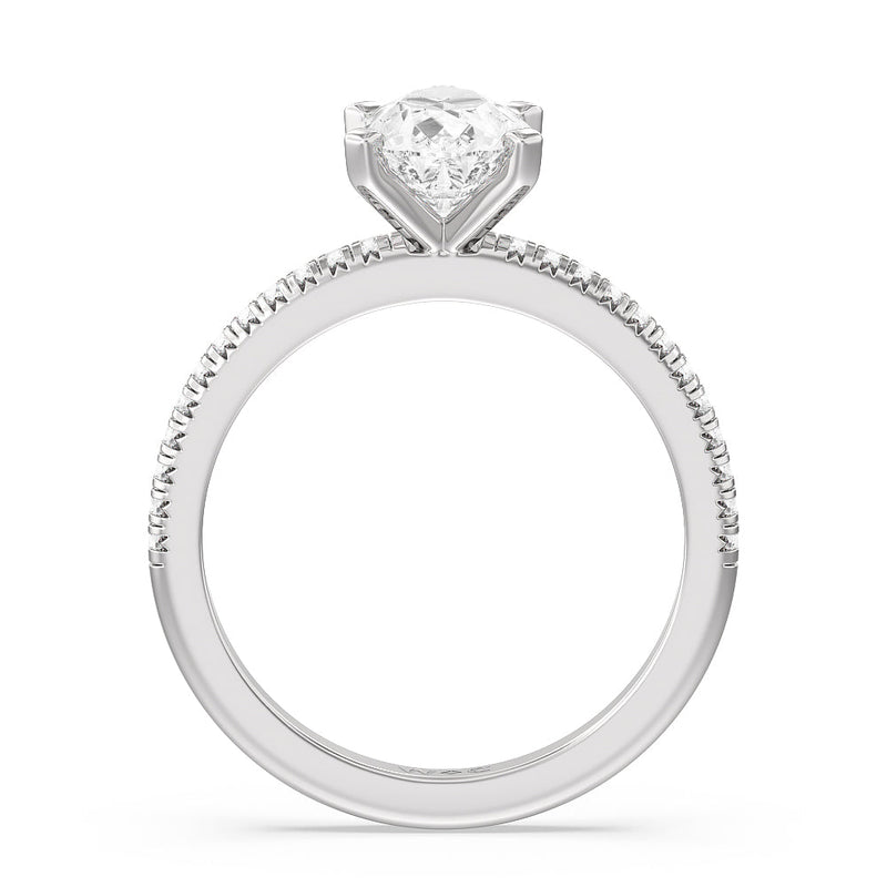 French Cut Pave Diamond Engagement Ring