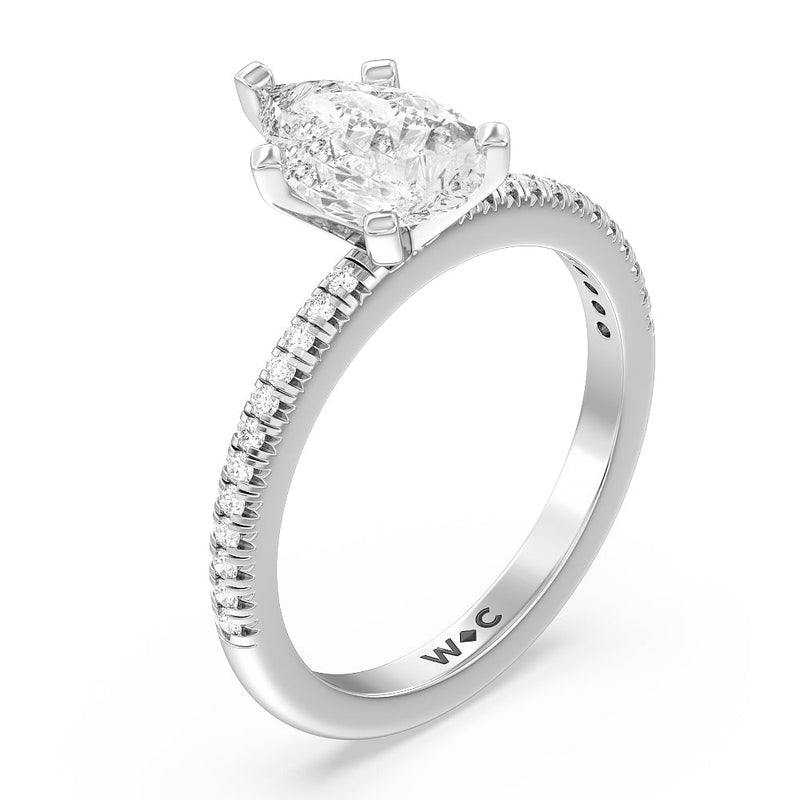 French Cut Pave Diamond Engagement Ring