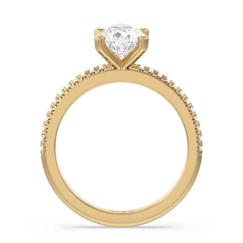 French Cut Pave Diamond Engagement Ring