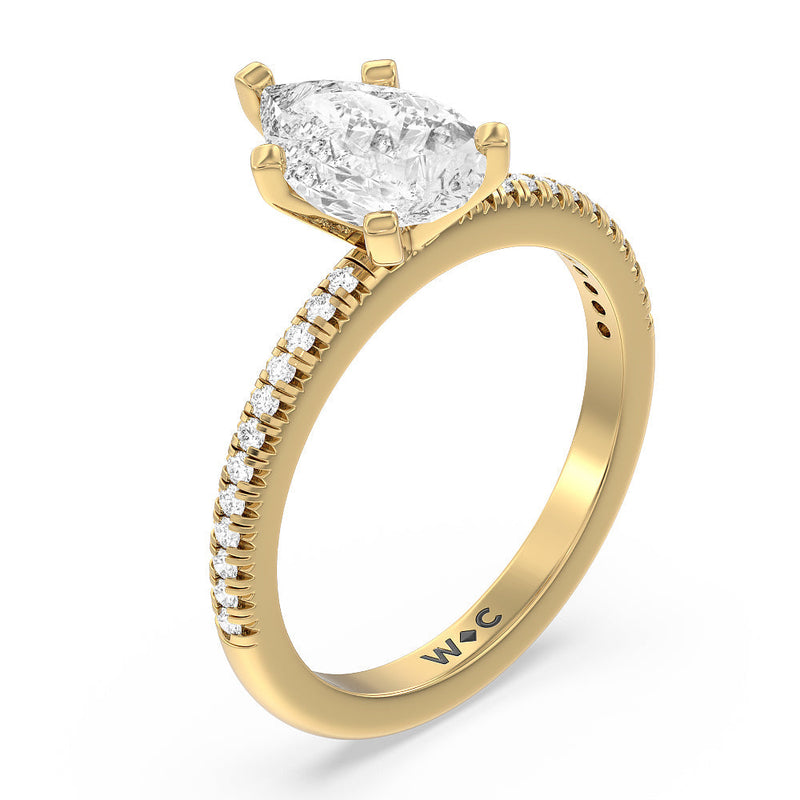 French Cut Pave Diamond Engagement Ring