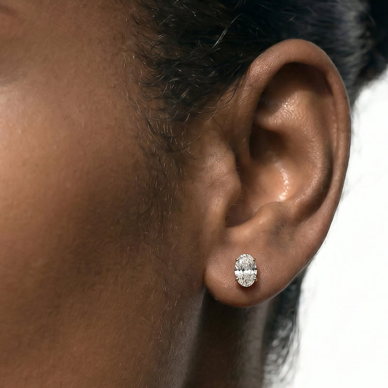 Classic Oval Diamond Stud Earrings (F/G VS+)
