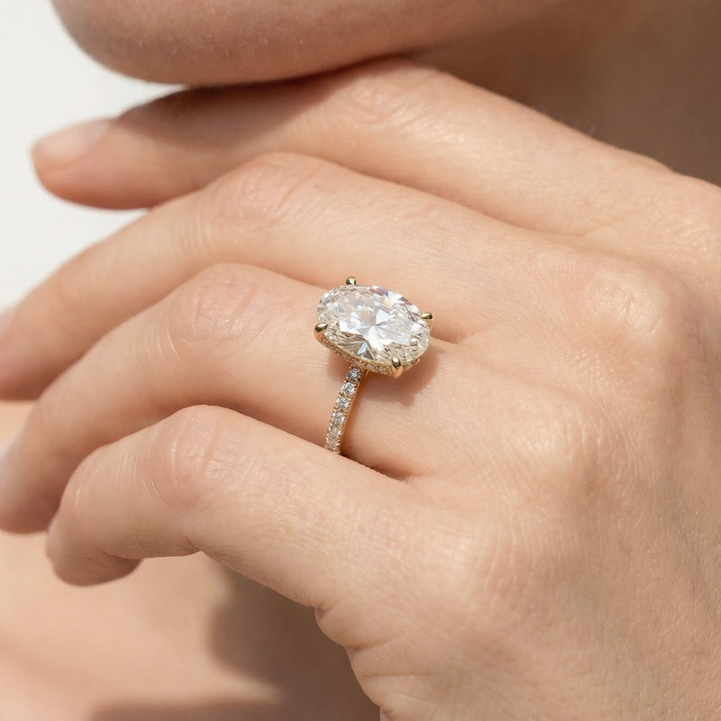 Arc Hidden Halo Engagement Ring