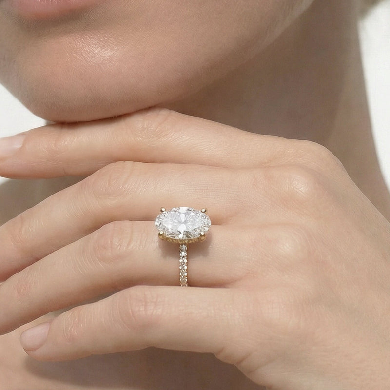 Arc Hidden Halo Engagement Ring