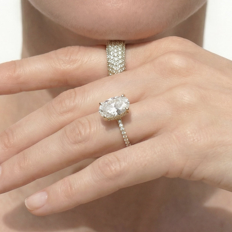 Arc Hidden Halo Engagement Ring