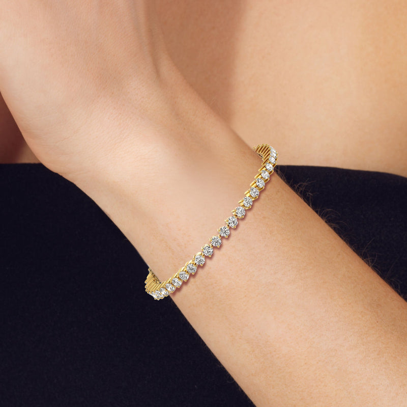 Three Prong Lab Diamond Tennis Bracelet