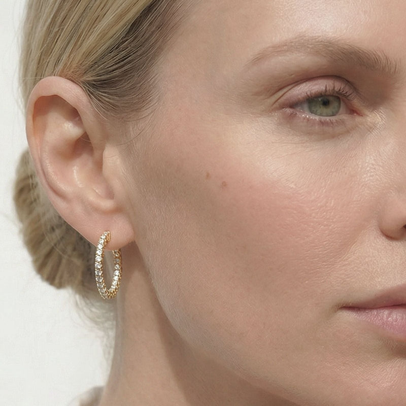 Inside Out Diamond Round Hoops