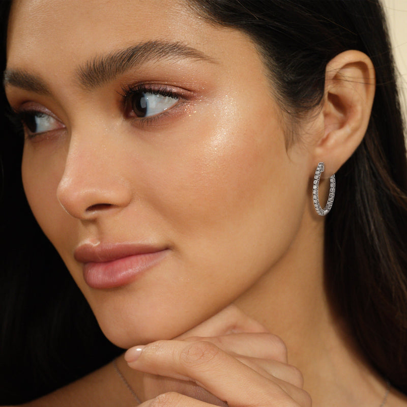 Inside Out Diamond Round Hoops
