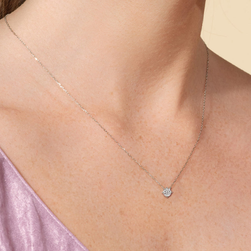 Kite Set Round Lab Created Diamond Solitaire Pendant