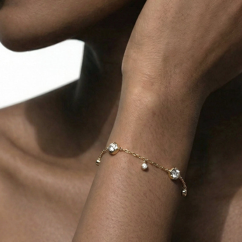 Bezel Set Round Station Bracelet
