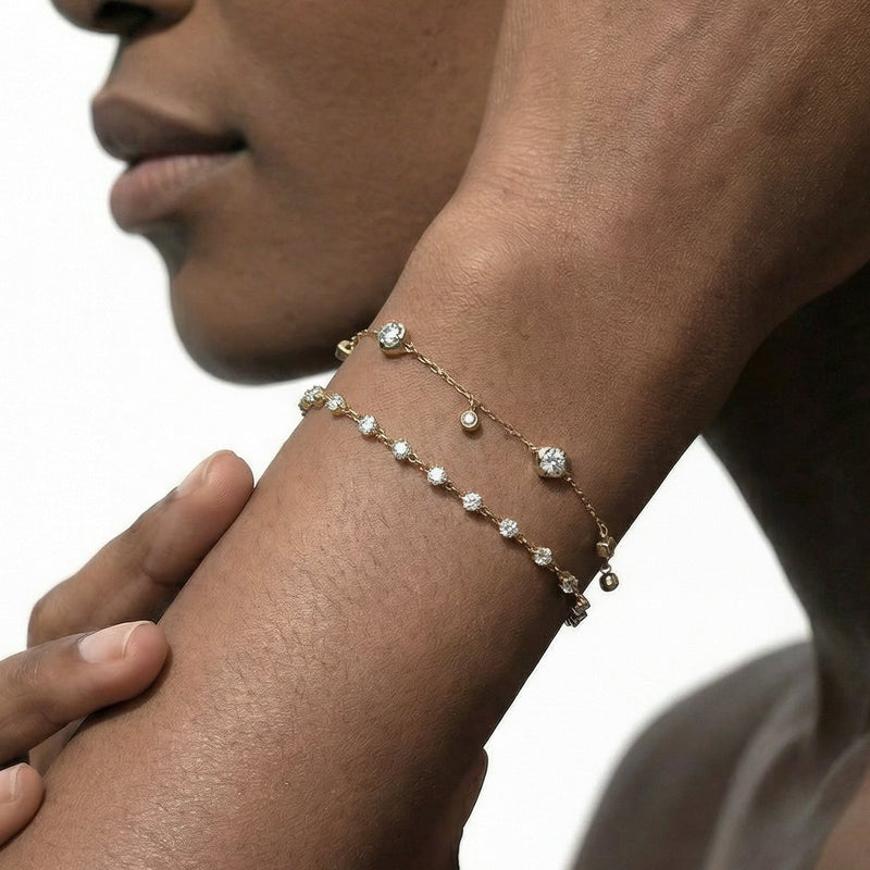 Bezel Set Round Station Bracelet