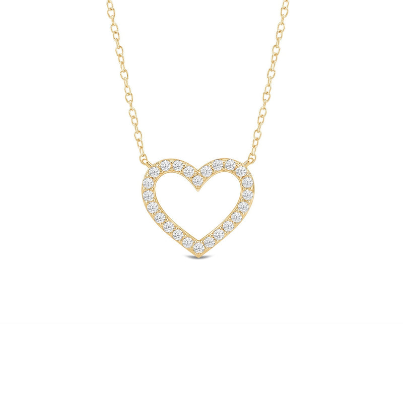 Petite Lab Created Diamond Studded Heart Necklace