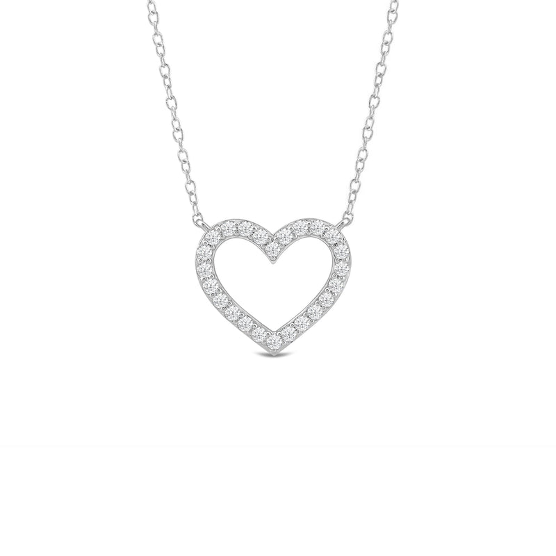 Petite Lab Created Diamond Studded Heart Necklace