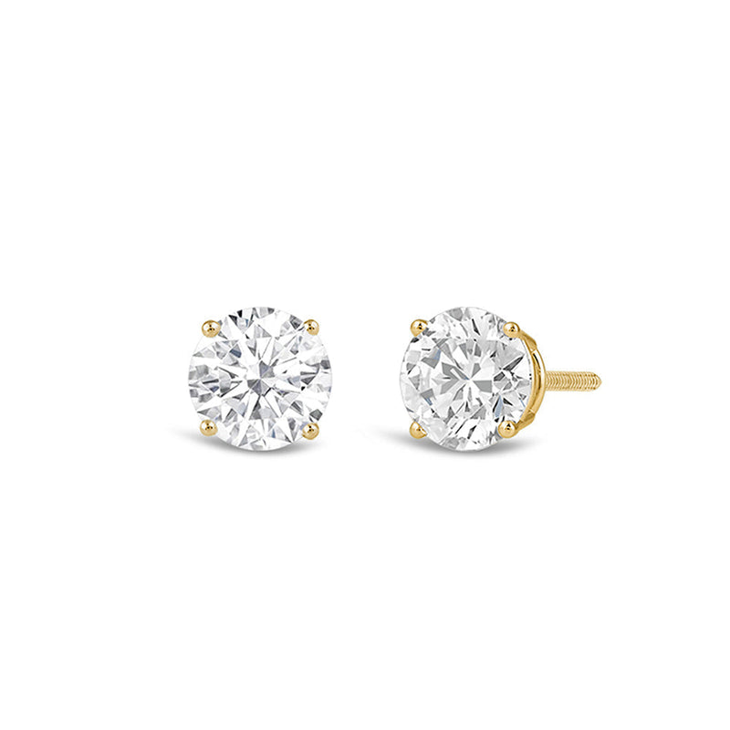 Classic Round Diamond Four Prong Studs Earrings (F+ SI+)