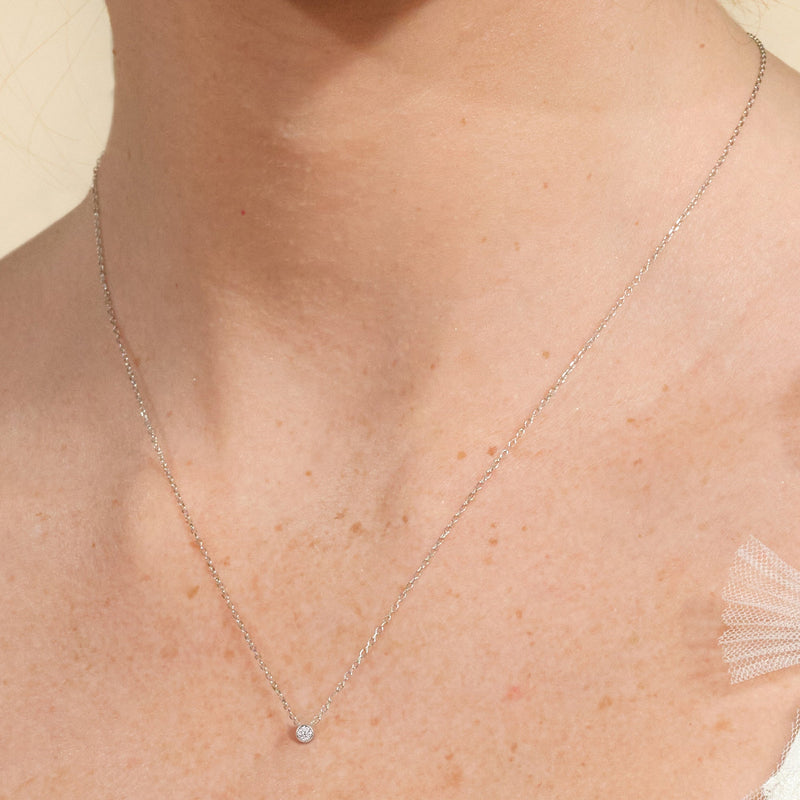 Kite Chamfered Bezel Set Solitaire Necklace