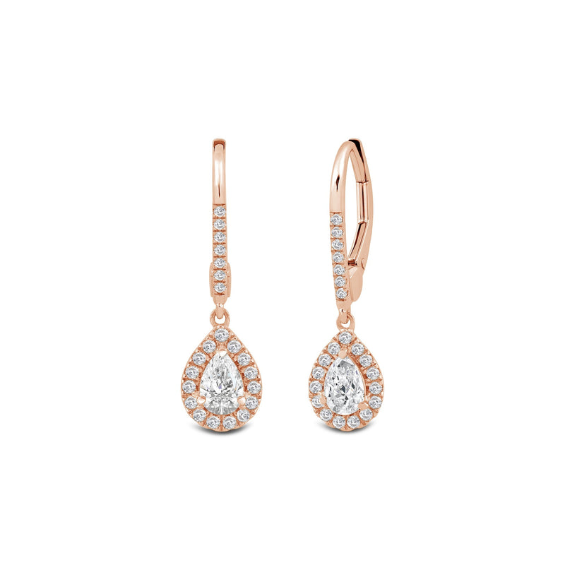 Halo Pear Drop Studded Lever Back Earrings