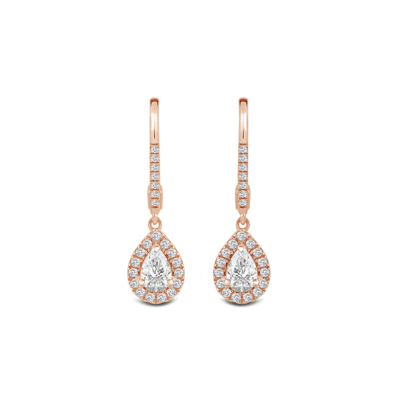 Halo Pear Drop Studded Lever Back Earrings