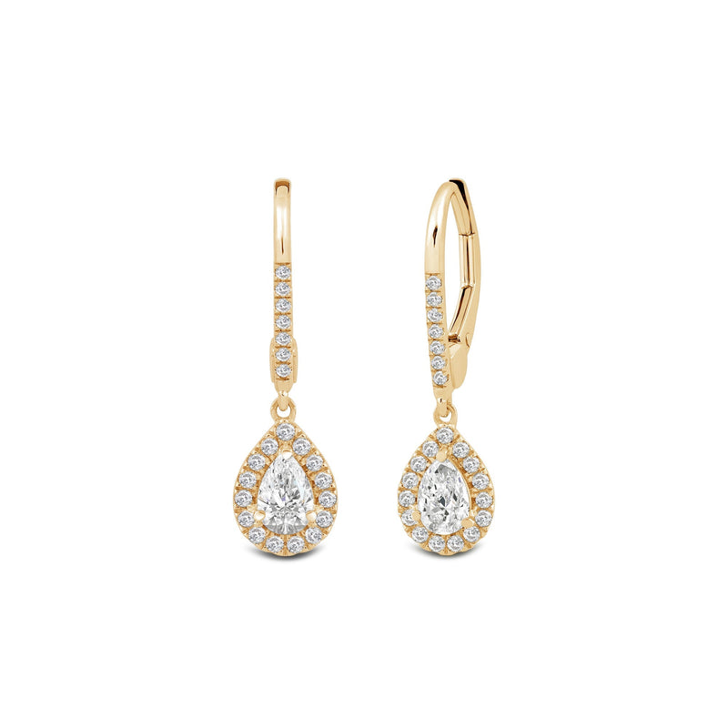 Halo Pear Drop Studded Lever Back Earrings