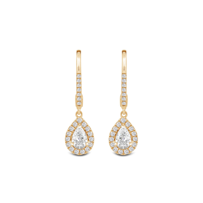 Halo Pear Drop Studded Lever Back Earrings
