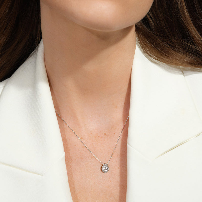 Halo Pear Lab Created Diamond Necklace
