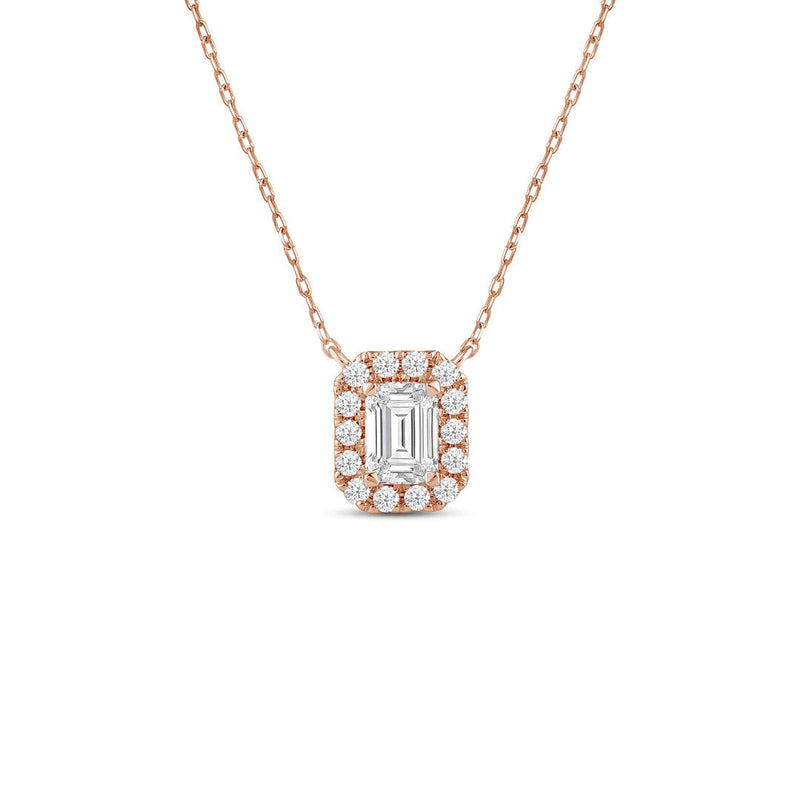 Halo Emerald Lab Created Diamond Necklace