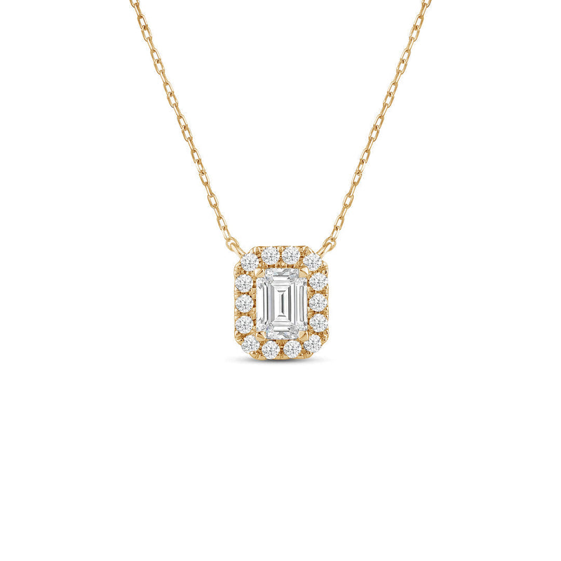 Halo Emerald Lab Created Diamond Necklace