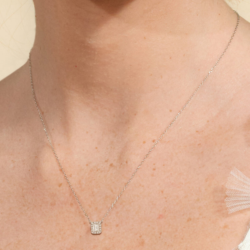 Halo Emerald Lab Created Diamond Necklace