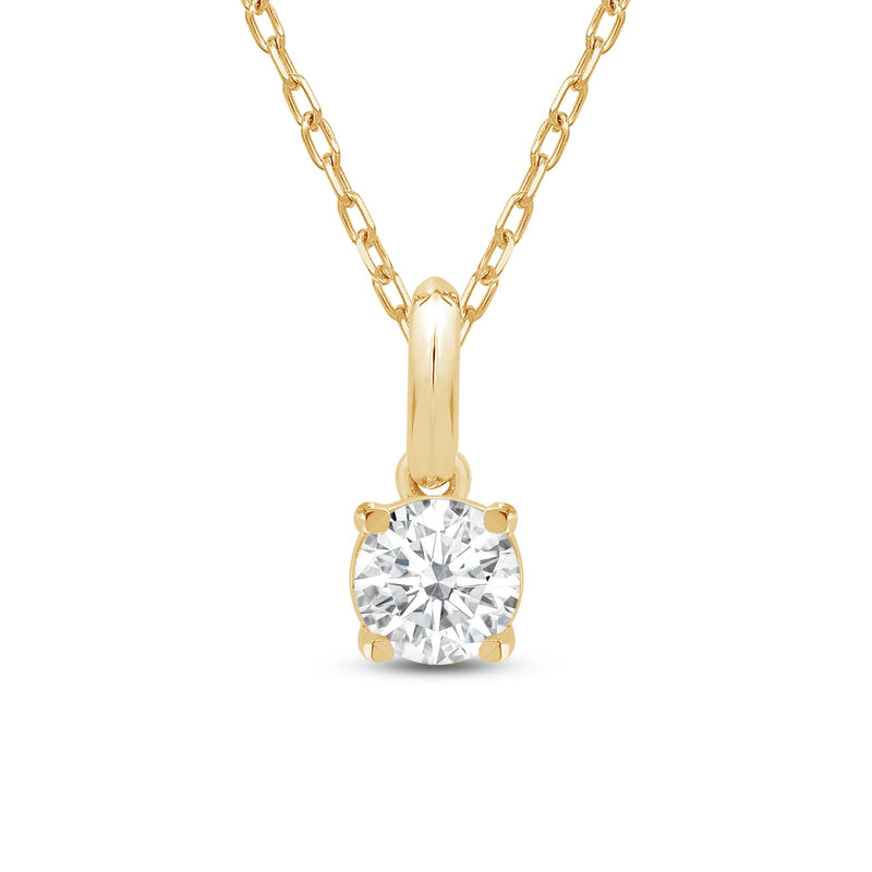 Knife-Edge Bale Round Lab Created Diamond Solitaire Pendant