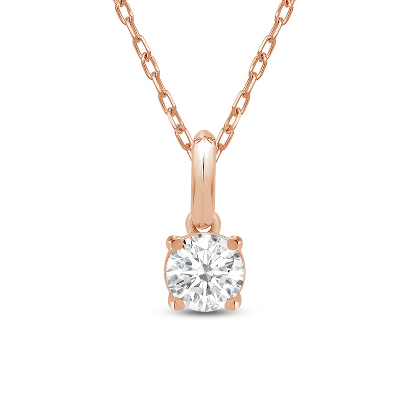 Knife-Edge Bale Round Lab Created Diamond Solitaire Pendant