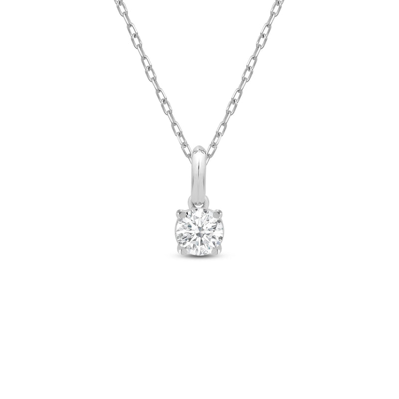 Knife-Edge Bale Round Lab Created Diamond Solitaire Pendant