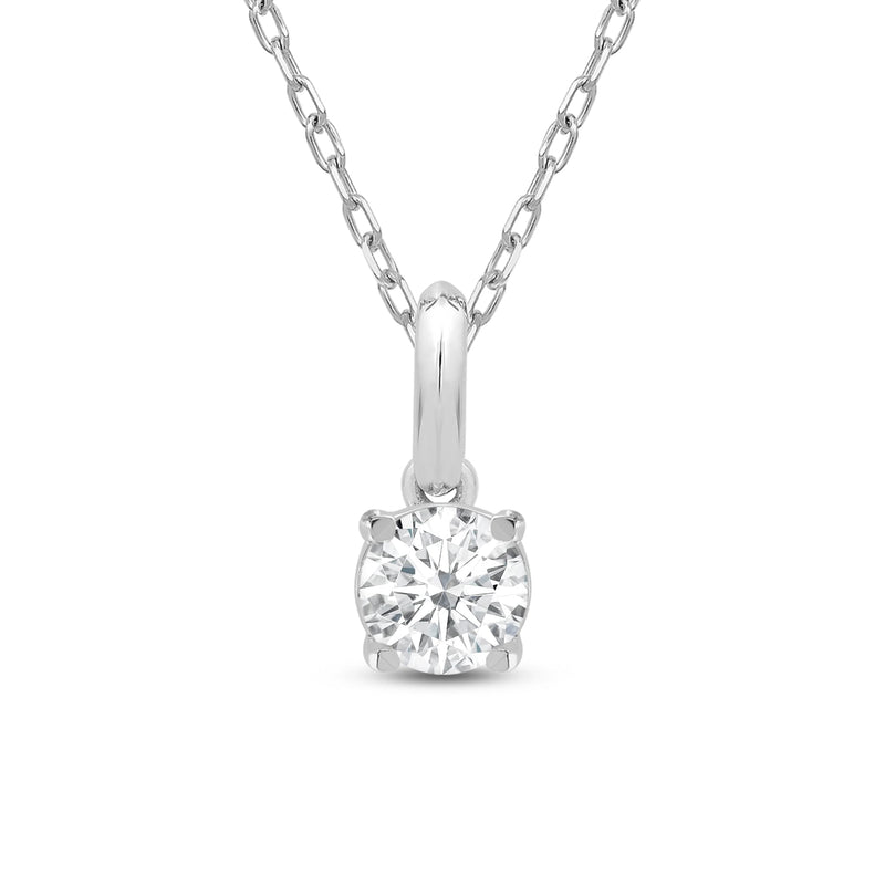 Knife-Edge Bale Round Lab Created Diamond Solitaire Pendant