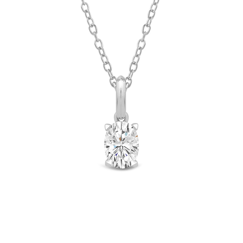 Knife-Edge Bale Oval Lab Created Diamond Solitaire Pendant