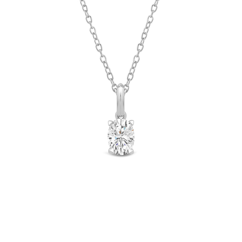 Knife-Edge Bale Oval Lab Created Diamond Solitaire Pendant