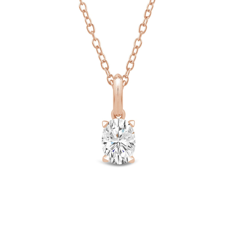 Knife-Edge Bale Oval Lab Created Diamond Solitaire Pendant