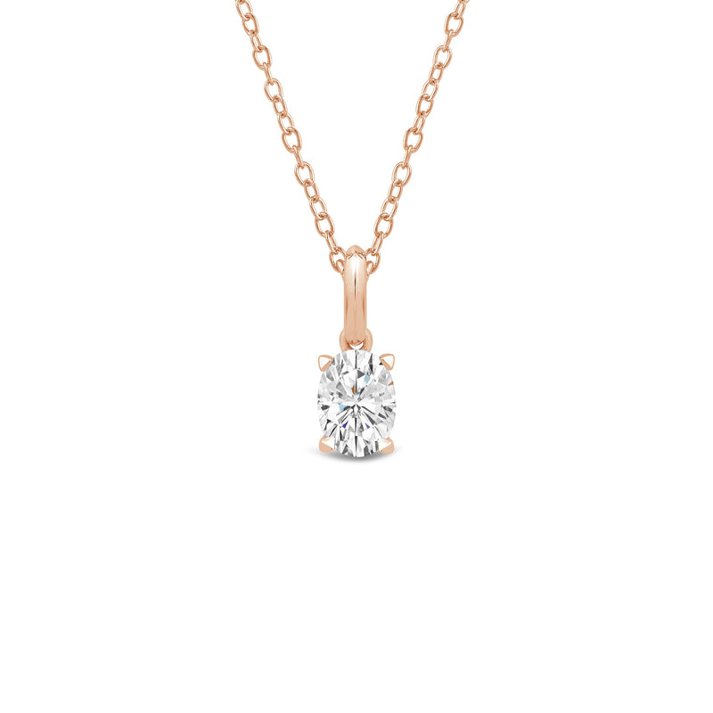 Knife-Edge Bale Oval Lab Created Diamond Solitaire Pendant