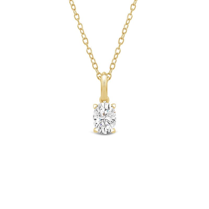 Knife-Edge Bale Oval Lab Created Diamond Solitaire Pendant