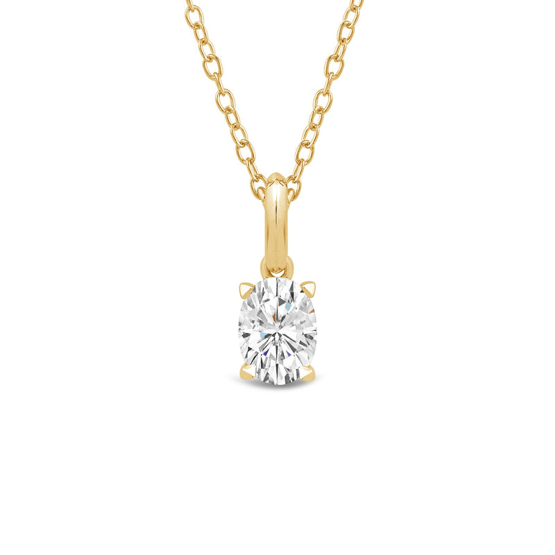 Knife-Edge Bale Oval Lab Created Diamond Solitaire Pendant