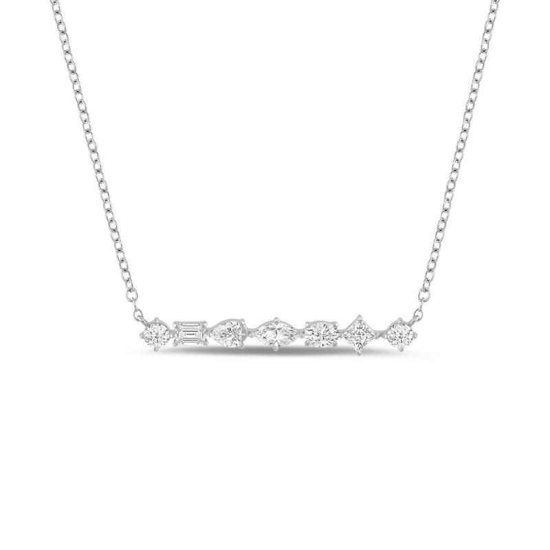 Mixed Fancy Shape Lab Created Diamond Bar Necklace