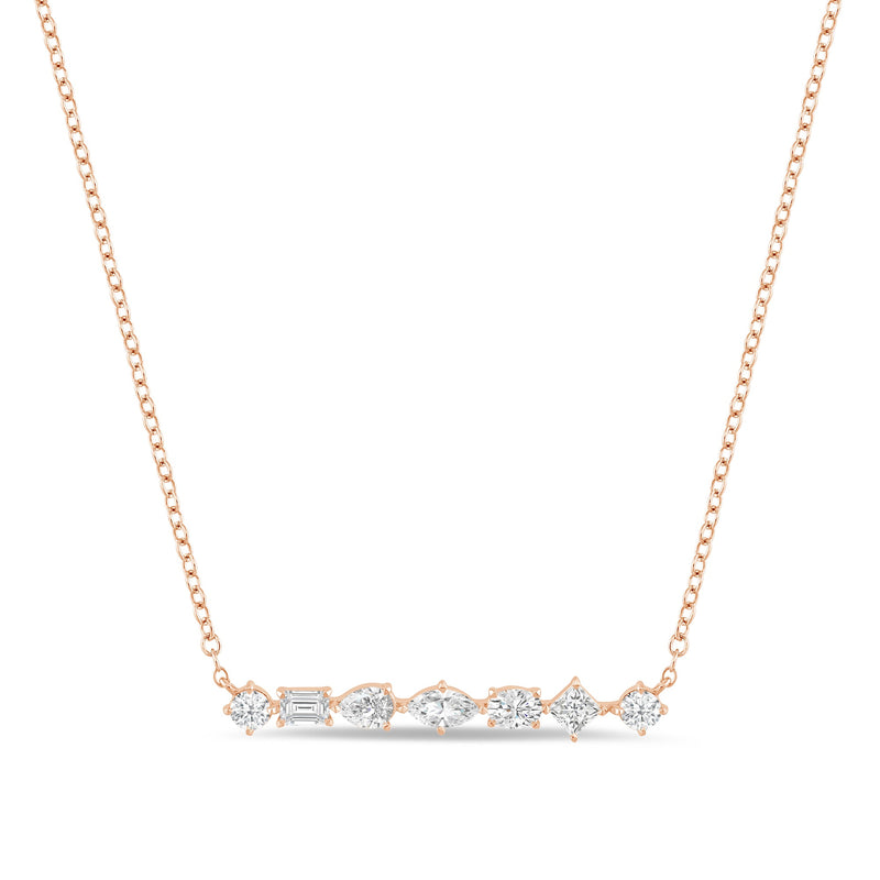 Mixed Fancy Shape Lab Created Diamond Bar Necklace