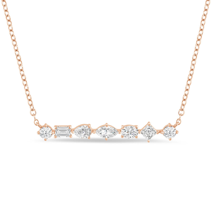 Mixed Fancy Shape Lab Created Diamond Bar Necklace