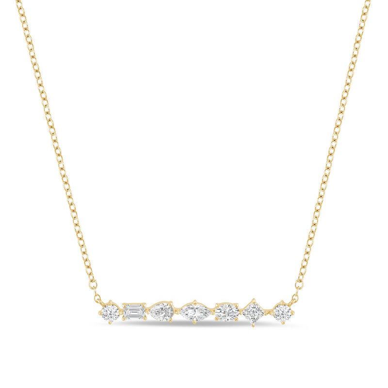 Mixed Fancy Shape Lab Created Diamond Bar Necklace