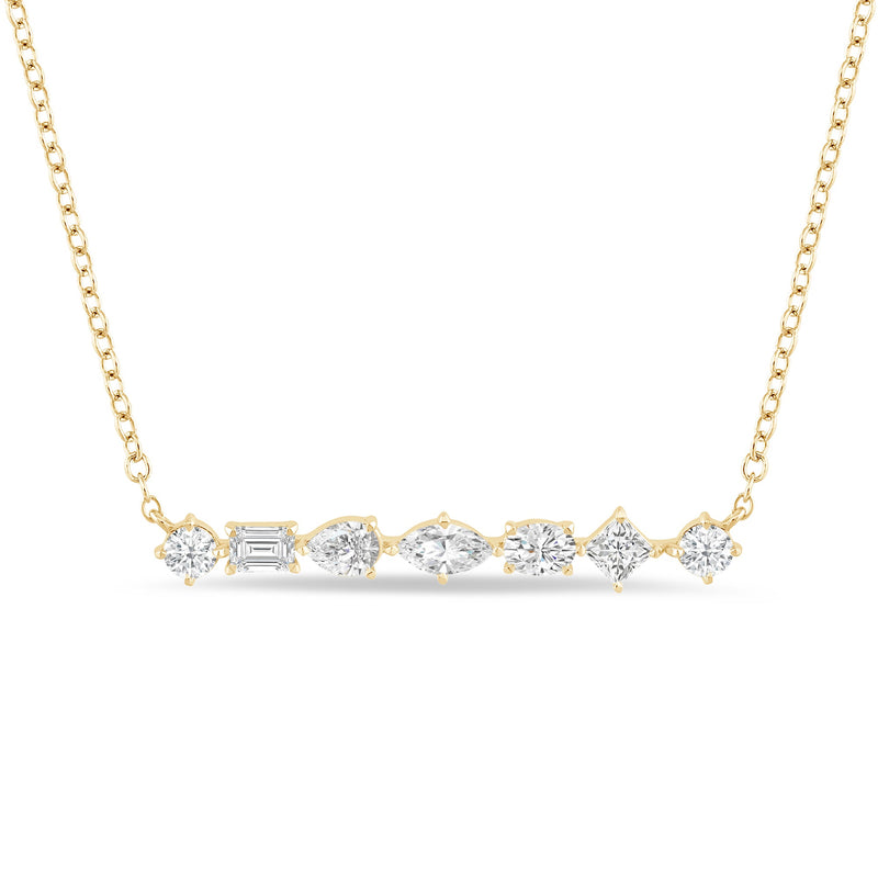 Mixed Fancy Shape Lab Created Diamond Bar Necklace