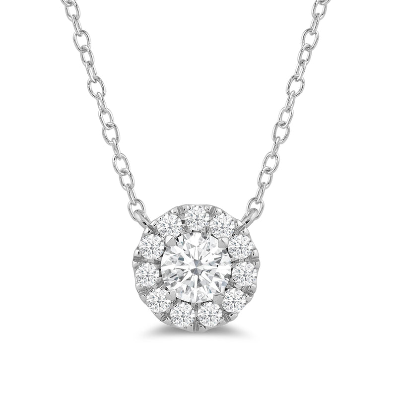 Halo Round Lab Created Diamond Necklace