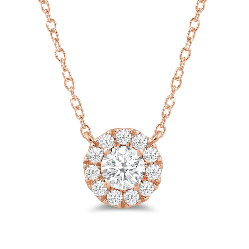 Halo Round Lab Created Diamond Necklace