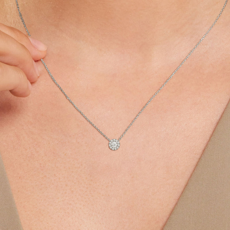 Halo Round Lab Created Diamond Necklace