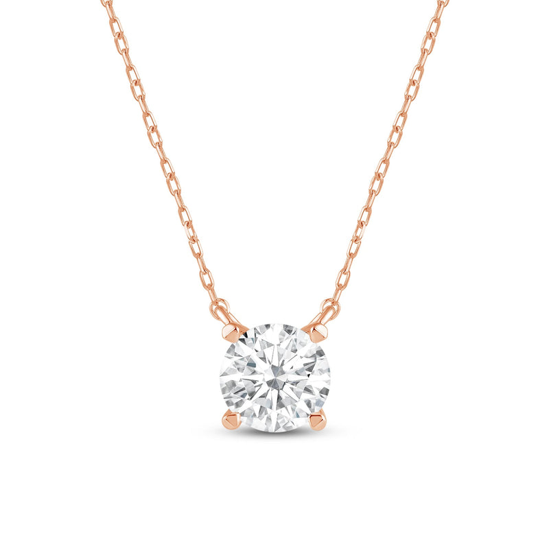 4 Prong Basket Round Lab Created Diamond Solitaire Necklace